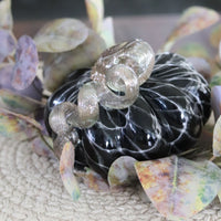 Mini Black and White Swirls Handblown Glass Pumpkin