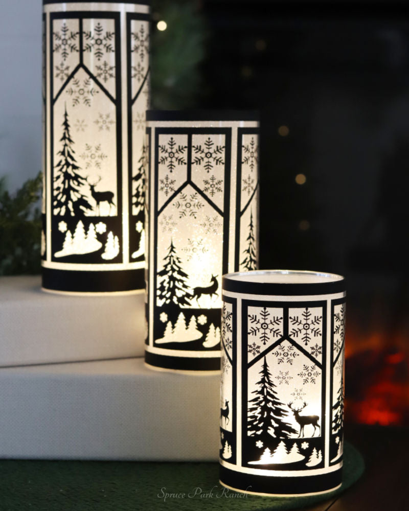 Black and White Winter Scene Cylinder
