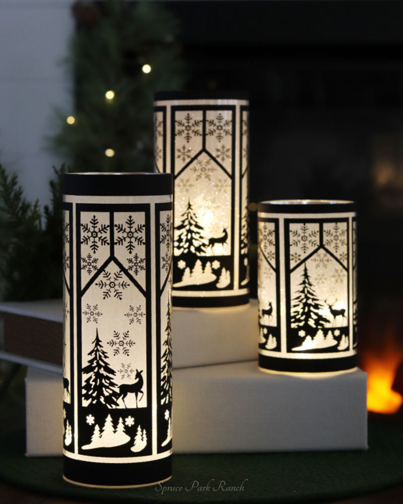 Black and White Winter Scene Cylinder