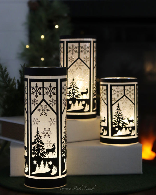 Black and White Winter Scene Cylinder