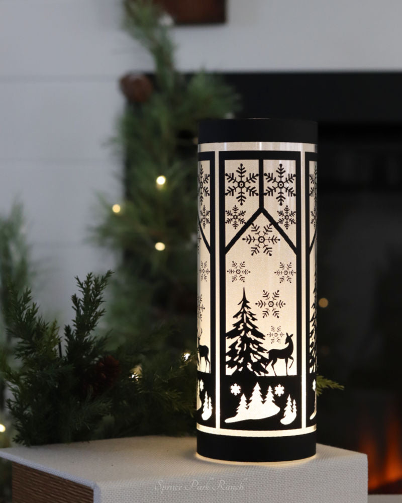 Black and White Winter Scene Cylinder