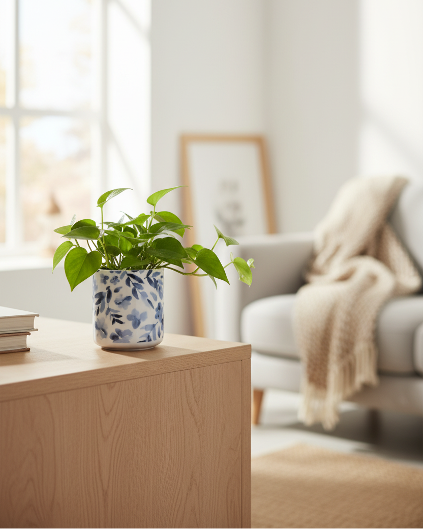 Blue Floral Drop Pot