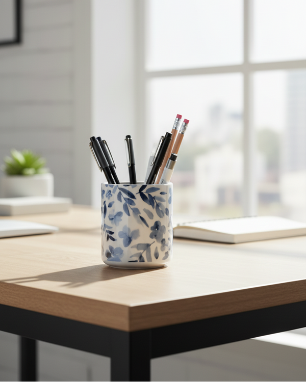 Blue Floral Drop Pot