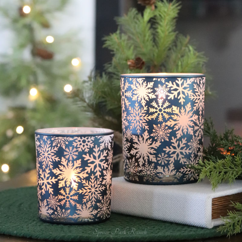 Blue Snowflake Candle Holder