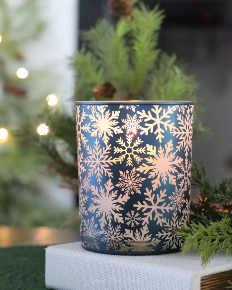Blue Snowflake Candle Holder
