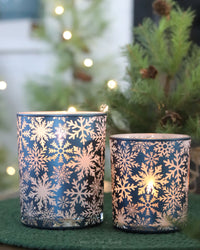 Blue Snowflake Candle Holder