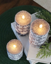 Blue Snowflake LED Pillar Glitter Candle