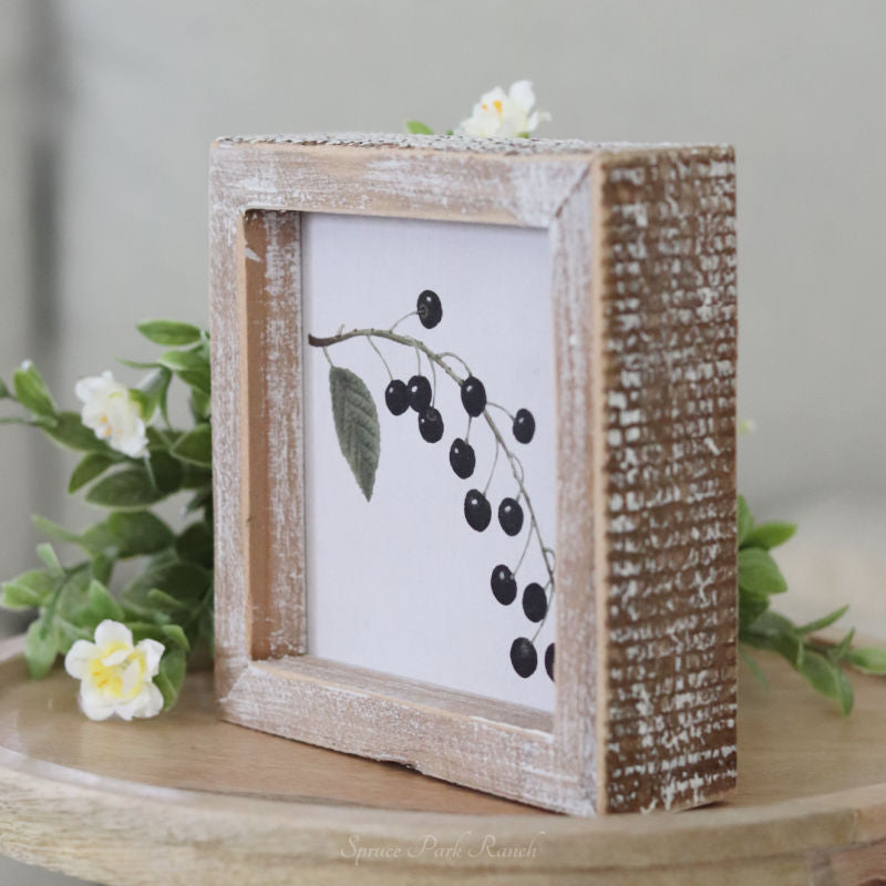 Reversible Snowman and Blueberry Branch Wood Sign