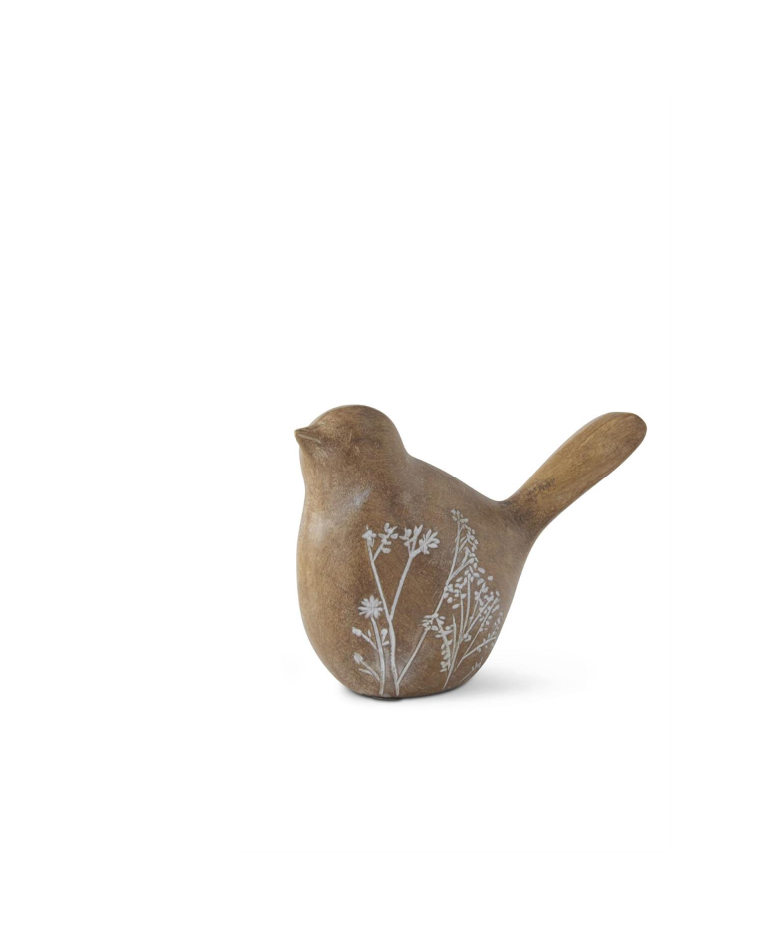 Brown Resin Flower Embossed Bird