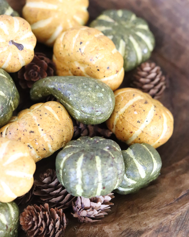 Box of Assorted Mini Green and Yellow Gourds and Pumpkins