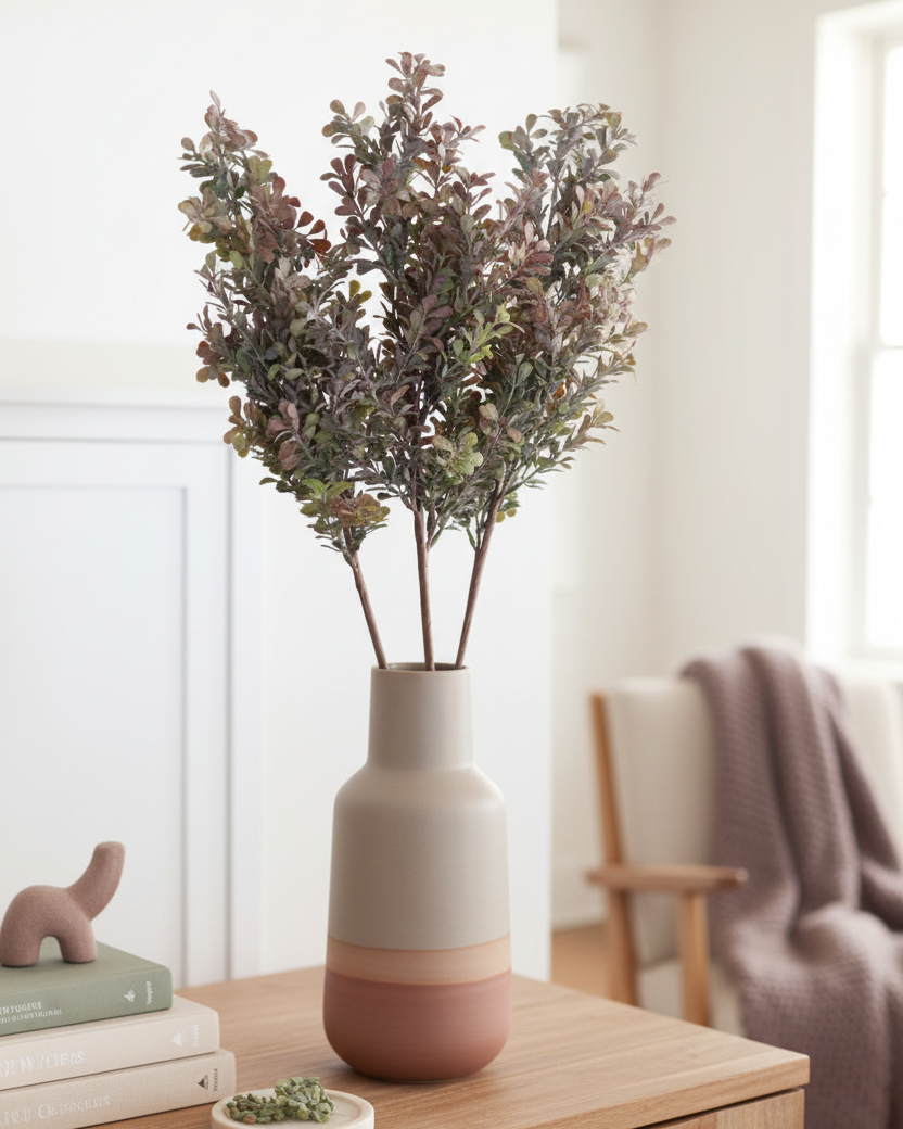 Powdered Green and Purple Boxwood Stem 29.5"