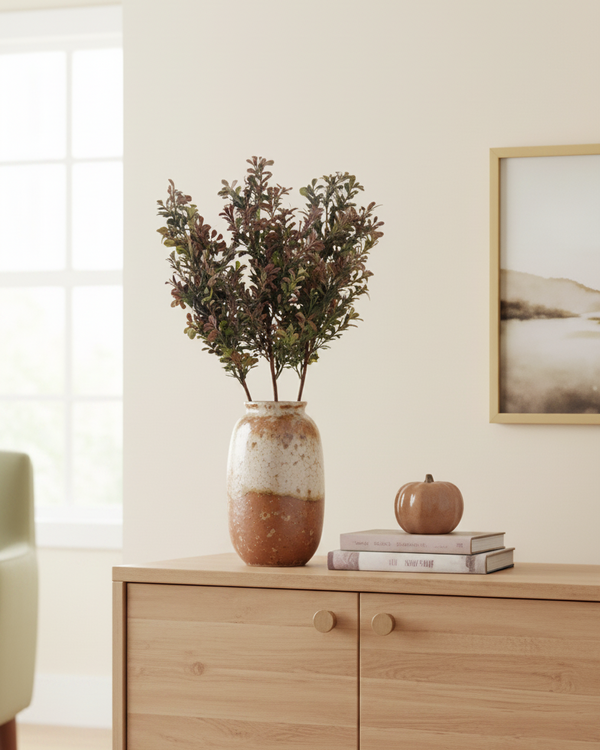 Powdered Green and Purple Boxwood Stem 29.5"