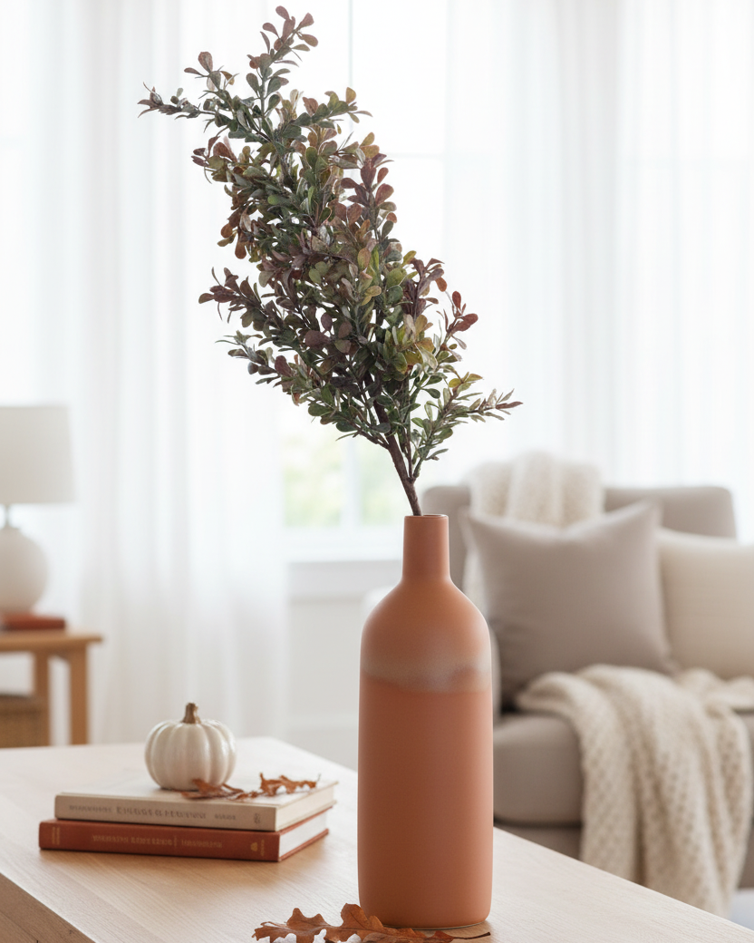 Powdered Green and Purple Boxwood Stem 29.5"
