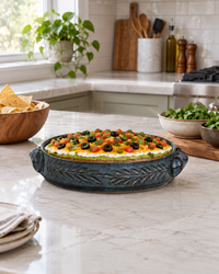 Wheat Design Brie Baker Platter Denim Blue