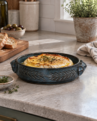 Wheat Design Brie Baker Platter Denim Blue
