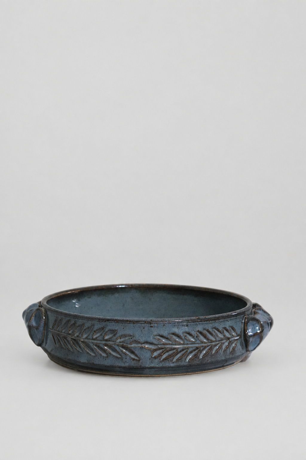 Wheat Design Brie Baker Platter Denim Blue