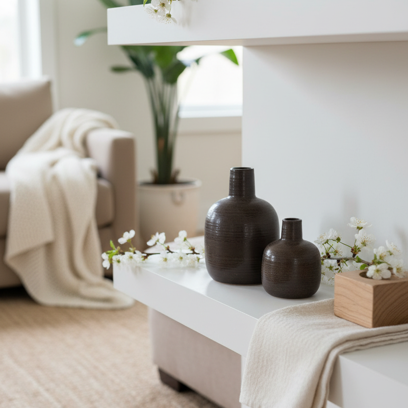 Brown Narrow Neck Porcelain Bud Vase