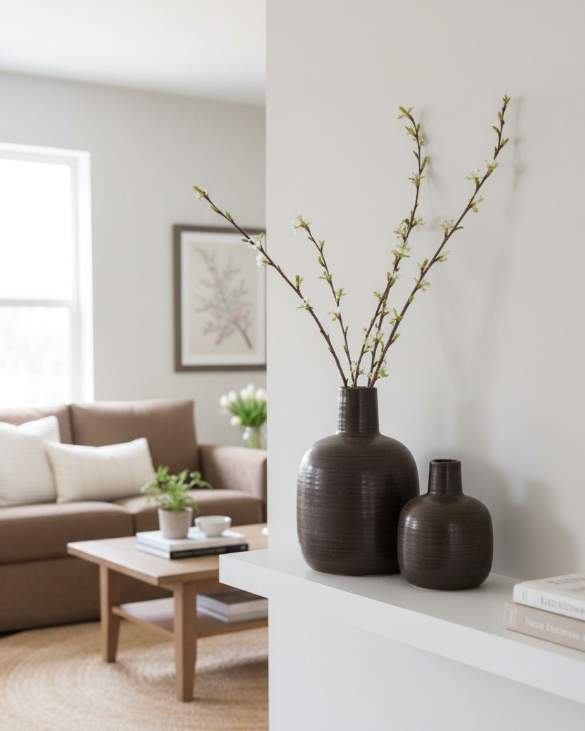 Brown Narrow Neck Porcelain Bud Vase