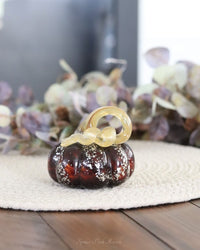 Brown Speckled Handblown Glass Pumpkin