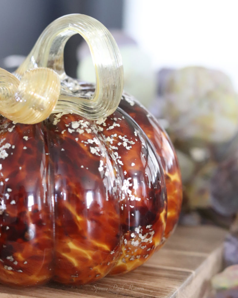 Brown Speckled Handblown Glass Pumpkin