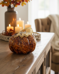 Brown Speckled Handblown Glass Pumpkin