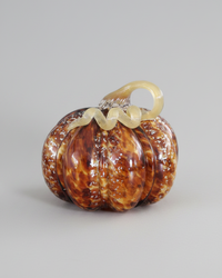 Brown Speckled Handblown Glass Pumpkin