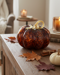 Brown Speckled Handblown Glass Pumpkin