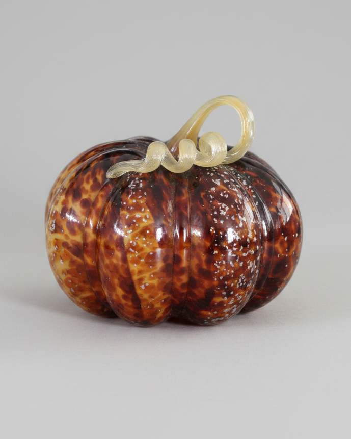 Brown Speckled Handblown Glass Pumpkin