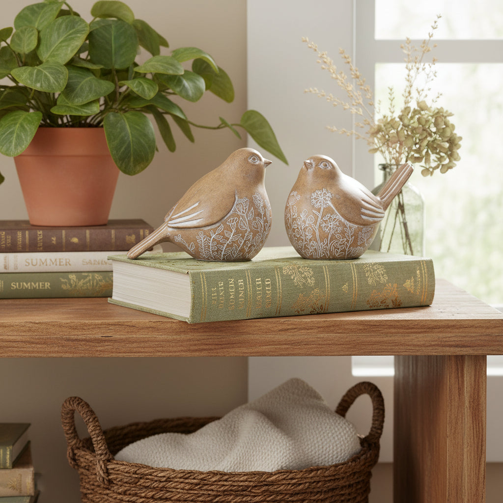 Brown Resin Botanical Bird