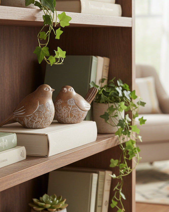 Brown Resin Botanical Bird