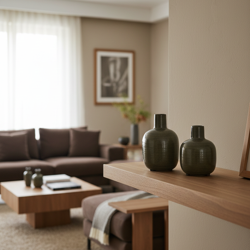 Brown Narrow Neck Porcelain Vase