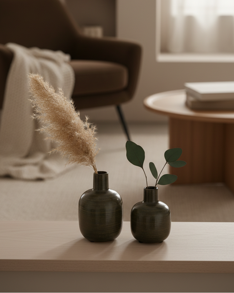 Brown Narrow Neck Porcelain Vase