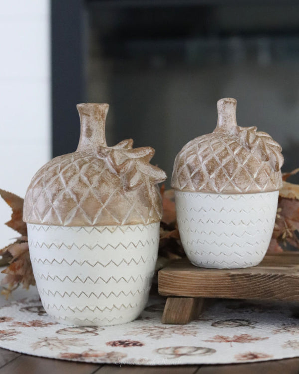 Brown and Tan Resin Acorn