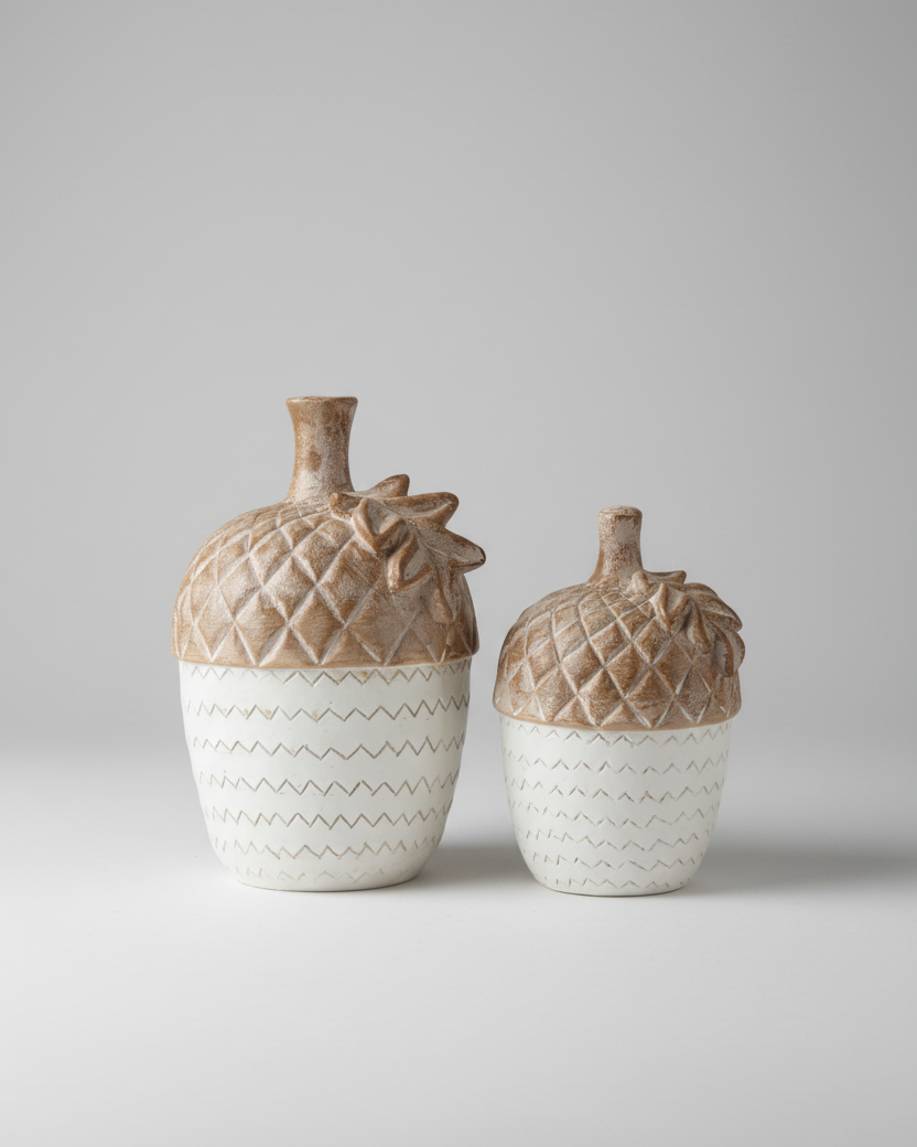 Brown and Tan Resin Acorn
