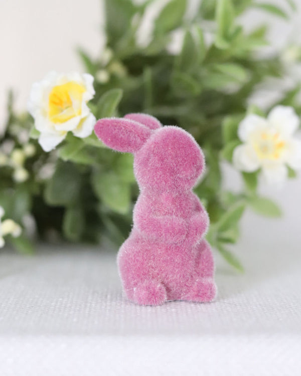 Mini Pink Moss Flocked Bunny