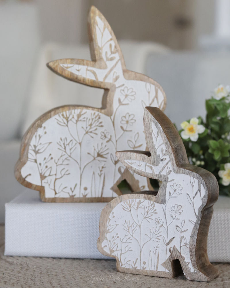 Flower-Engraved Bunny Block