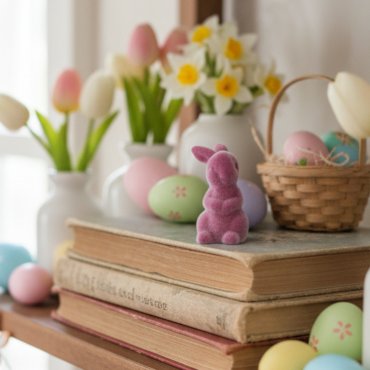 Mini Pink Moss Flocked Bunny