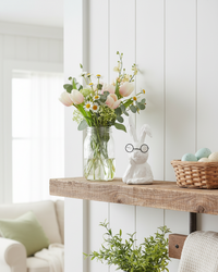 White Resin Thinking Bunny With Glasses