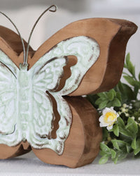 Wood and Metal Butterfly Sitter