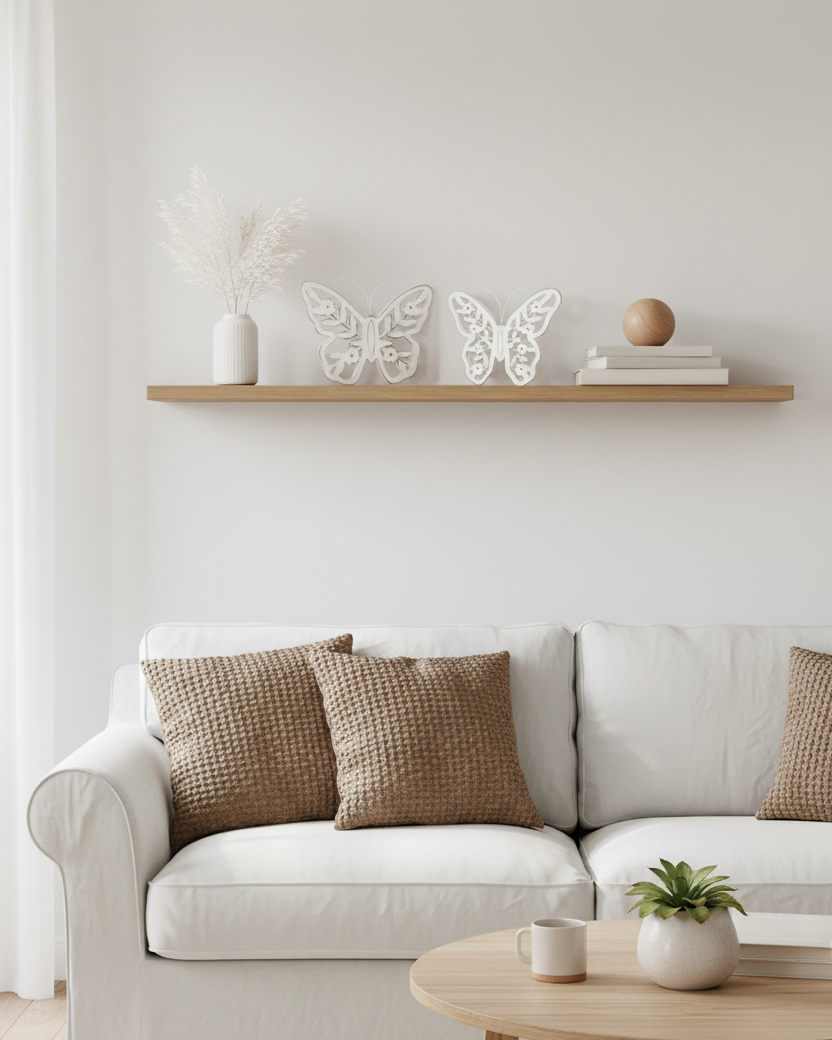 White Distressed Cutout Butterfly Block