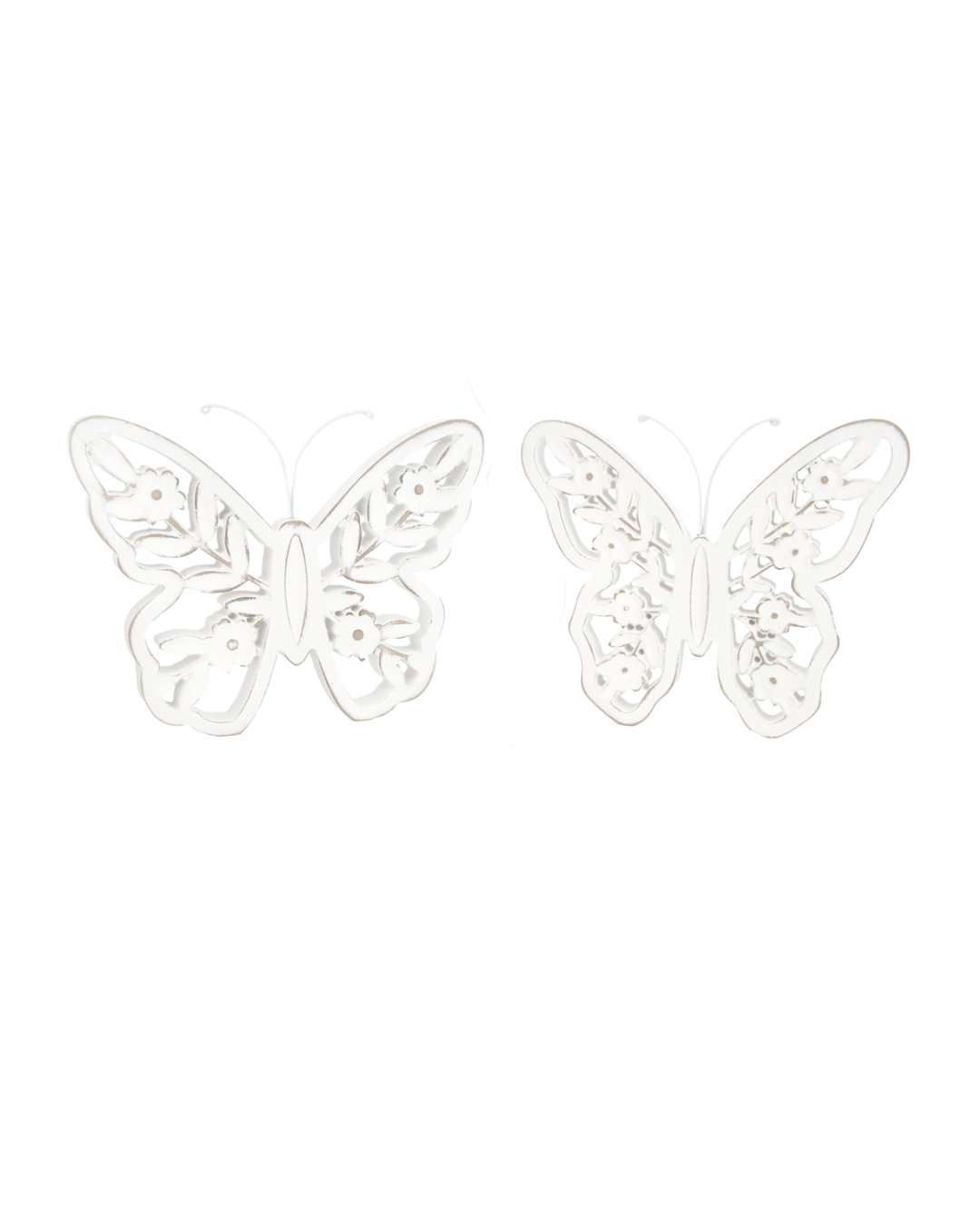 White Distressed Cutout Butterfly Block