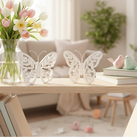 White Distressed Cutout Butterfly Block