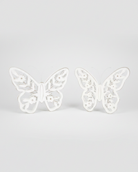 White Distressed Cutout Butterfly Block