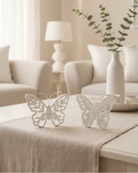 White Distressed Cutout Butterfly Block