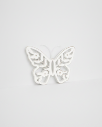 White Distressed Cutout Butterfly Block