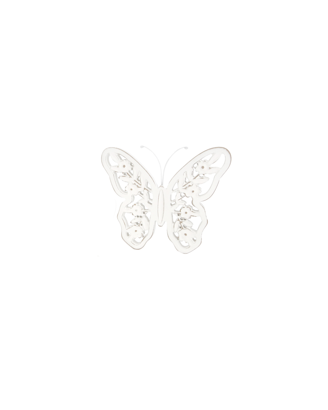 White Distressed Cutout Butterfly Block