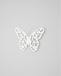 White Distressed Cutout Butterfly Block