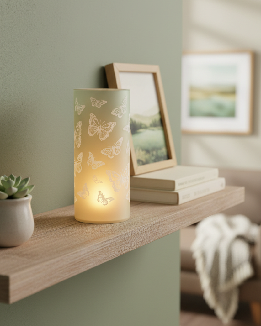 Butterfly Glass LED Cylinder