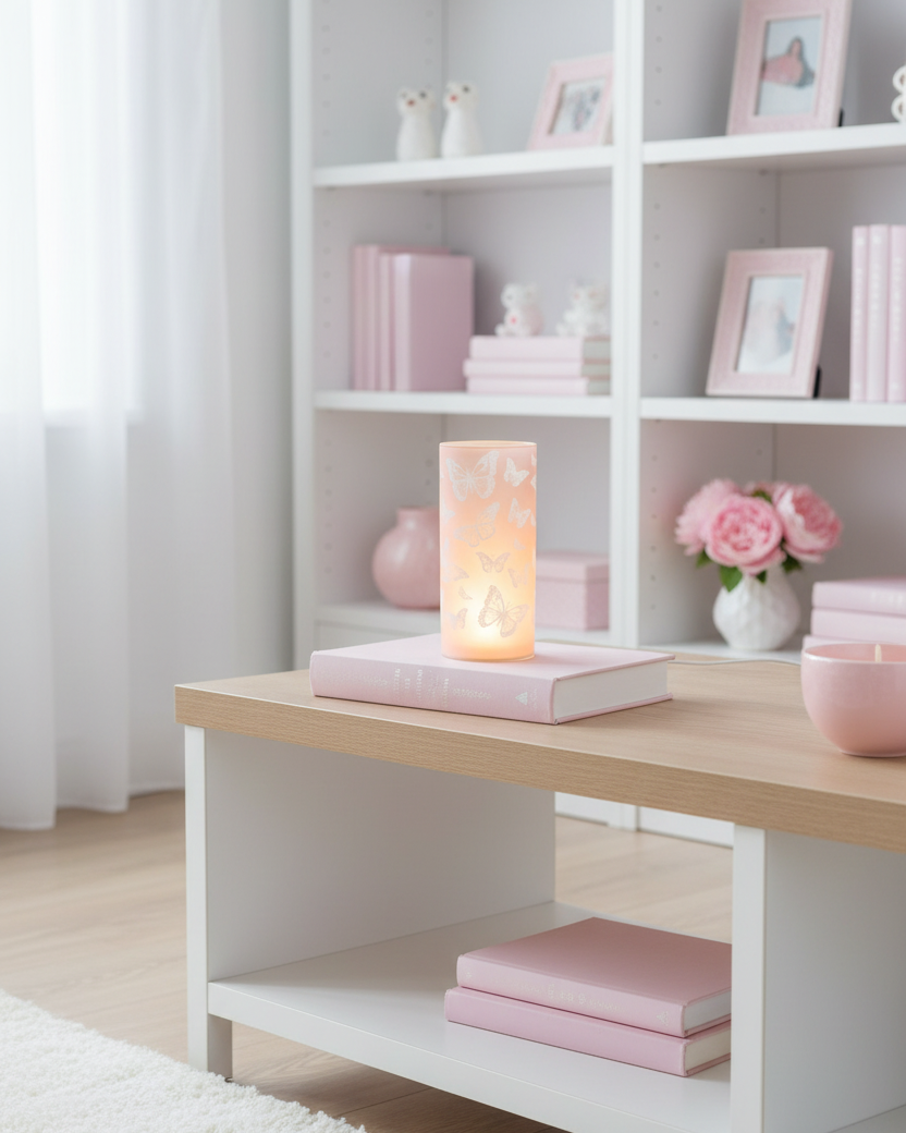 Butterfly Glass LED Cylinder