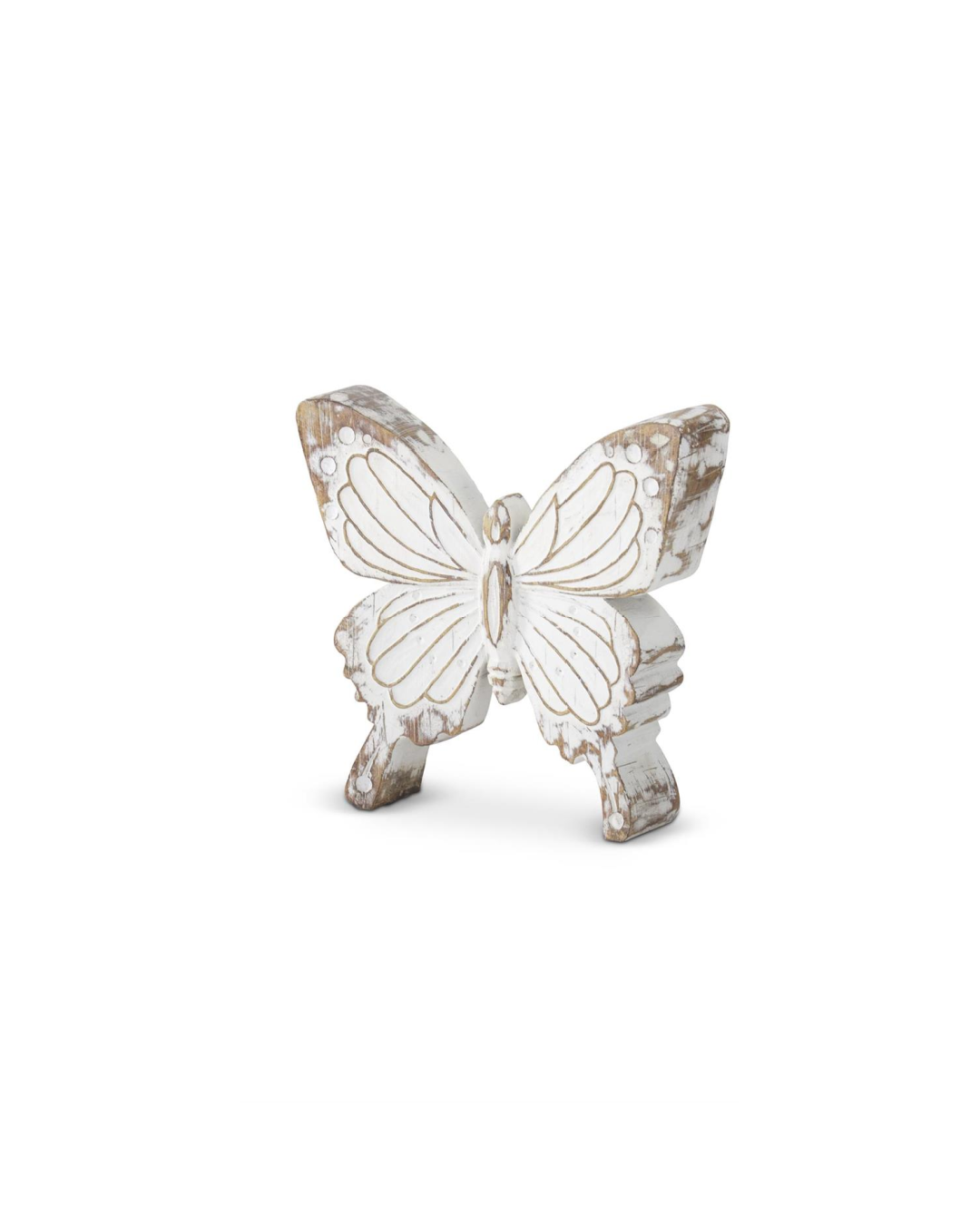 Whitewashed Carved Resin Butterfly